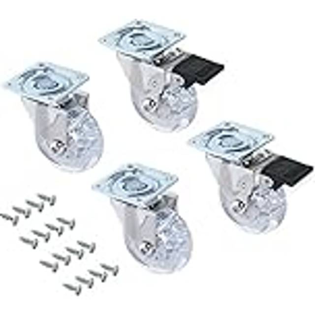 Emuca Transparent Slip Wheel Kit With Mounting Plate Silver