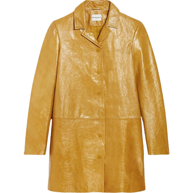 Claudie Pierlot Womens Jaunes / Oranges Notch-lapel Leather Jacket 10