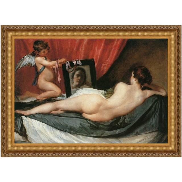 Venus At Her Mirror Framed Canvas Replica Painting: Grande