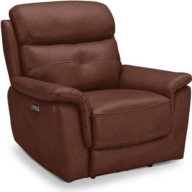 Virgo Chestnut Leather Sofas - Electric Recliner Armchair with Power Headrest - Iver Range - Oak Furnitureland