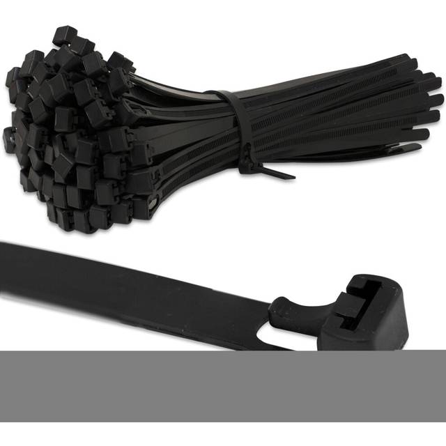 (7.4mm x 150mm) Black Releasable Reusable Zip Tie Cable Wraps