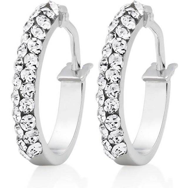 9ct White Gold Crystal Hoop Earrings