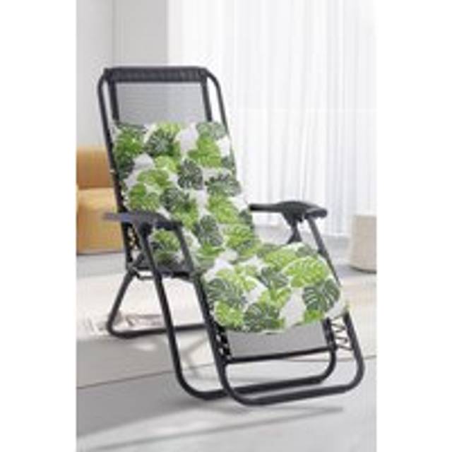 170cm L x 48cm W Banana Leaf Print Button Tufted Lounge Cushion Beach Chair Seat Cushion - Green - One Size