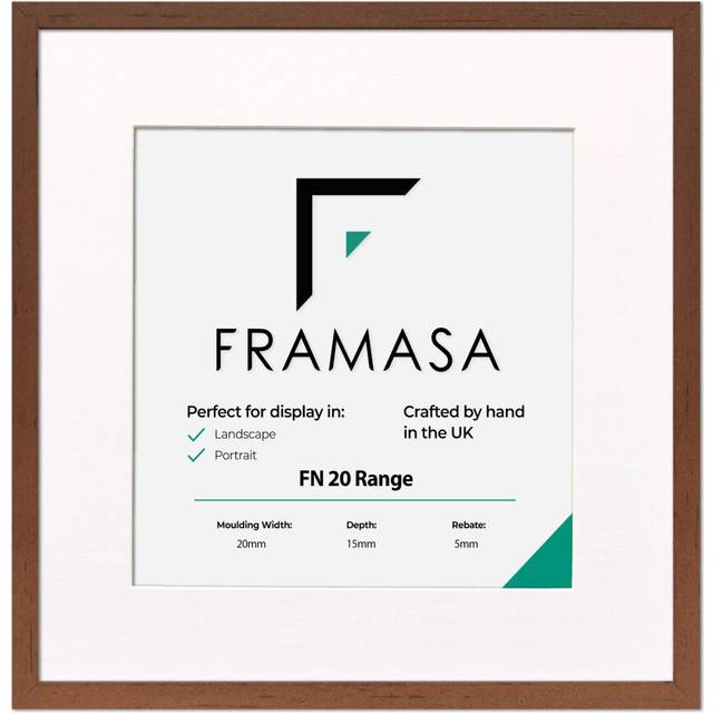 (Walnut Frame White Mount, 5x5 Pic (7x7 Frame)) Thin Matt Picture Frames Walnut Photo Frames Poster Frames With Black, White or Ivory Mounts