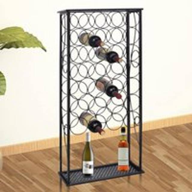 Wine Rack for 28 Bottles Metal - Black - One Size
