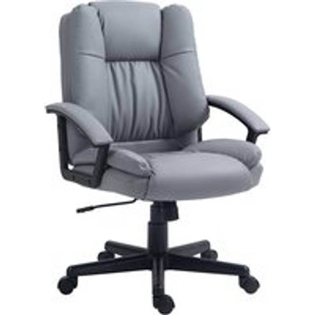 Swivel Executive Office Chair Mid Back PU Leather Chair w/ Arm - Light Grey - One Size