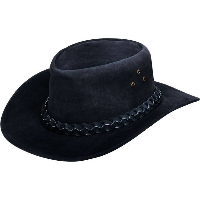 Infinity Leather Unisex Cowboy Outback Suede Aussie Bush Hat - Black - Size Medium