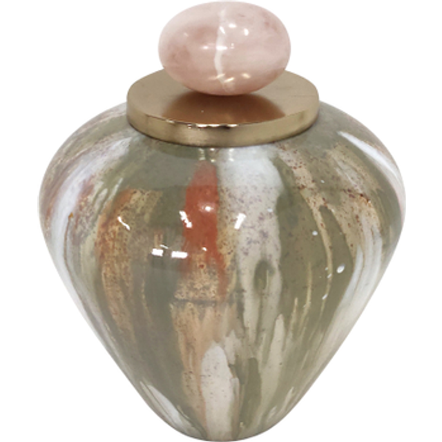 Sagebrook Home 18751-01 9 in. Glass Temple Vase with Resin Topper, Blush & Green