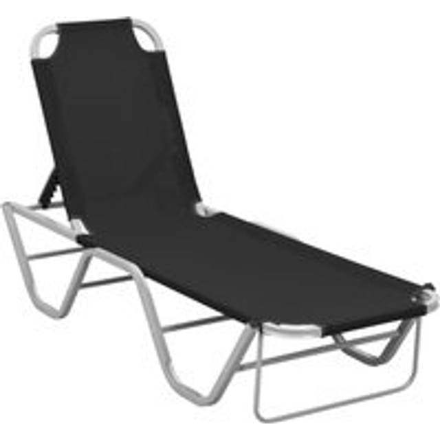 Sun Lounger Aluminium and Textilene Black