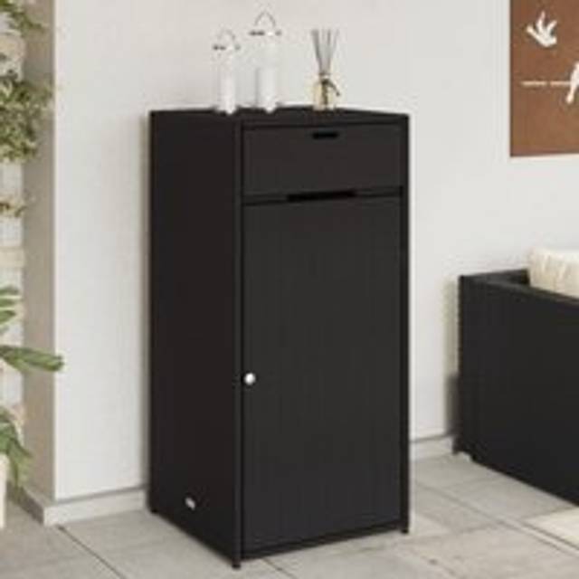 Garden Storage Cabinet Black 55x55x111 cm Poly Rattan - One Size