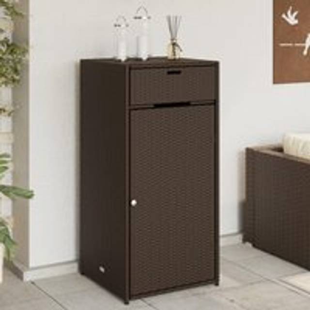 Garden Storage Cabinet Brown 55x55x111 cm Poly Rattan - One Size