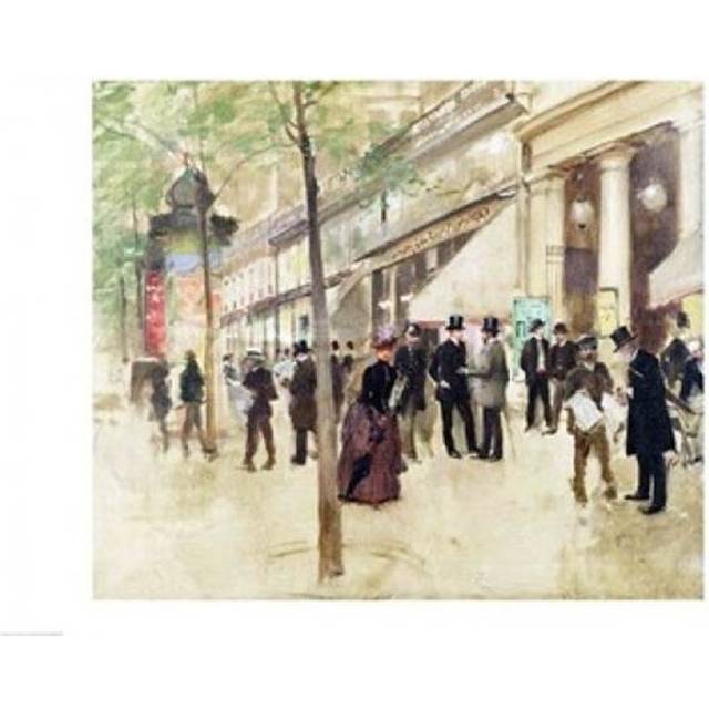The Boulevard Montmartre & The Theatre Des Varietes Poster Print by Jean Beraud - 36 x 24 in. - Large