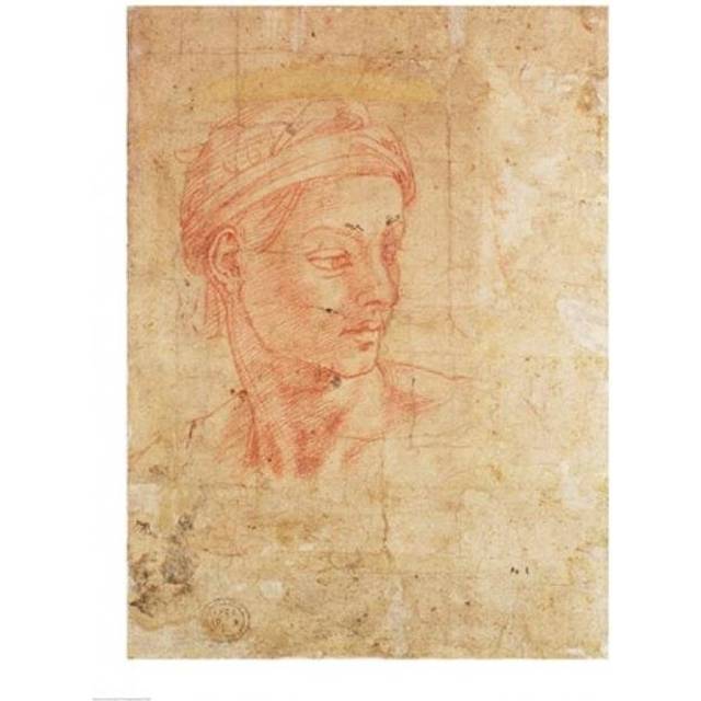 Study of A Head Poster Print by Michelangelo Buonarroti - 18 x 24 in.