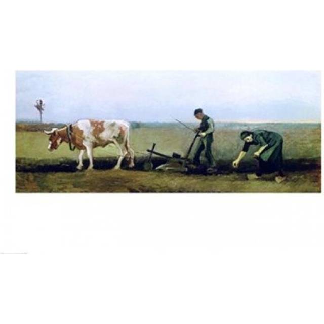 Labourer & Peasant Planting Potatoes 1884 Poster Print by Vincent Van Gogh - 24 x 18 in.