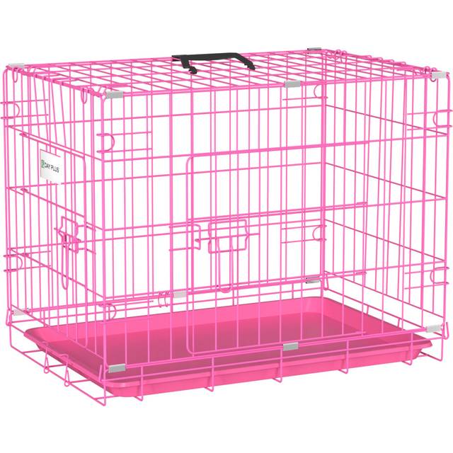 (30inch Black) Dog Cage Puppy Training Crate with Removable Plastic Tray Transport Carry Cage For Home Travel Outdoor Indoor
