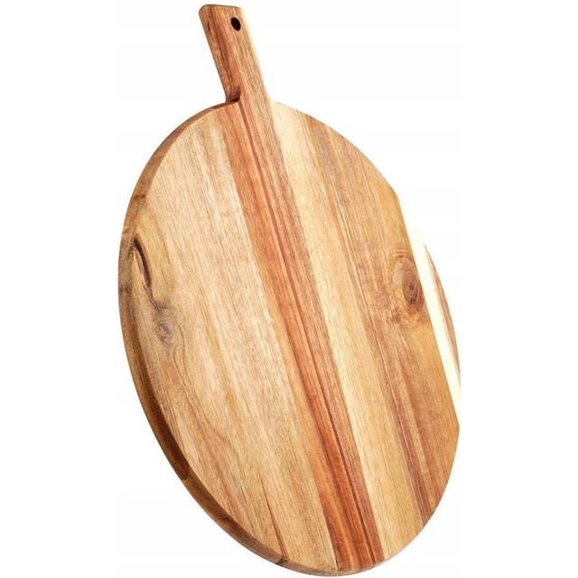 Round wooden chopping board with handle home kitchen large pizza serving platter