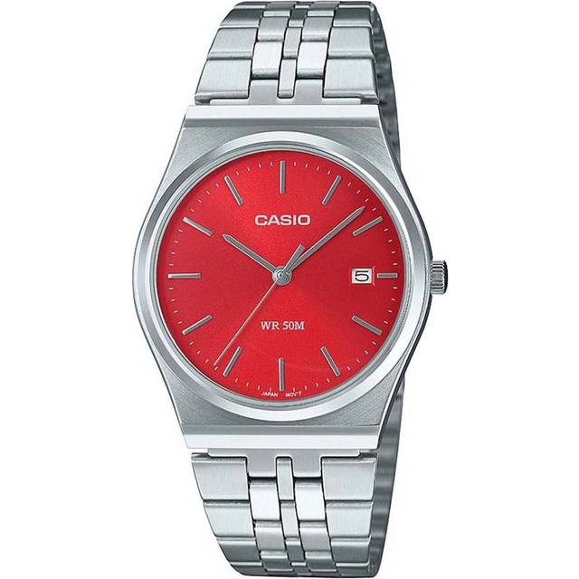 Casio Collection MTP-B145D-4A2VEF Red Dial Stainless Steel Watch