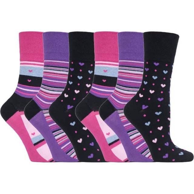 Gentle Grip Womens - 6 Pairs Ladies Non Elastic Socks - GG134 - Purple Cotton - Size UK 4-8