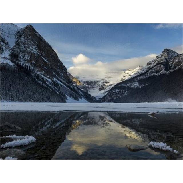 Rugged Mountains & Lake Louise Banff National Park - Lake Louise Alberta Canada Poster Print by Keith Levit, 17 x 13