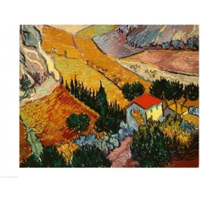 Landscape with House & Ploughman 1889 Poster Print by Vincent Van Gogh - 24 x 18 in.