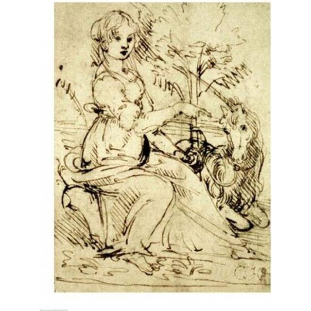 Lady with A Unicorn Poster Print by Leonardo Da Vinci - 18 x 24 in.