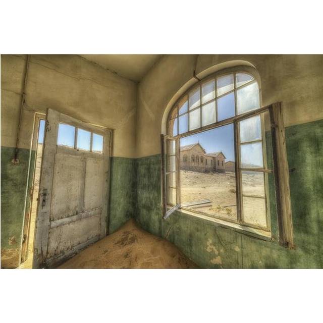 Sand in The Rooms of A Colourful & Abandoned House - Kolmanskop Namibia Poster Print - 38 x 24 in. - Large