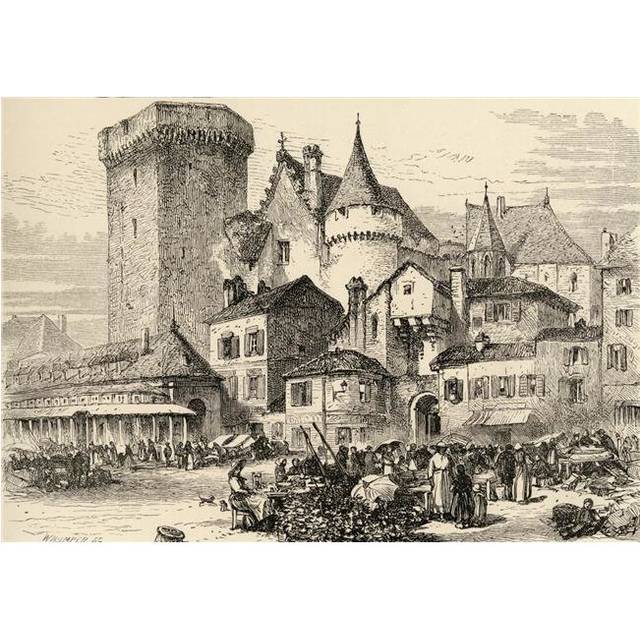 Angouleme France From The Book Spanish Pictures by The Rev Samuel Manning Published 1870 Poster Print, Large - 34 x 24