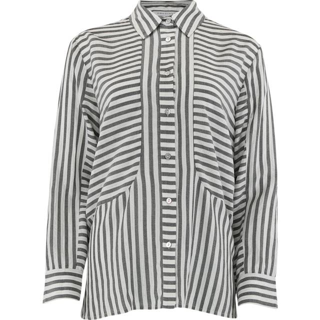 Continue SELMA Skjorte Off White Sorte Striber Lurex-S