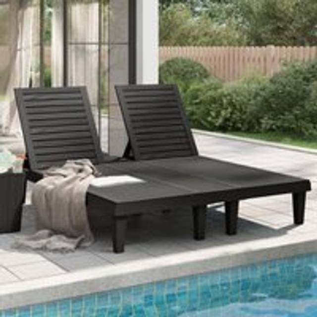 Double Sun Lounger Black 155x138x83 cm Polypropylene - One Size