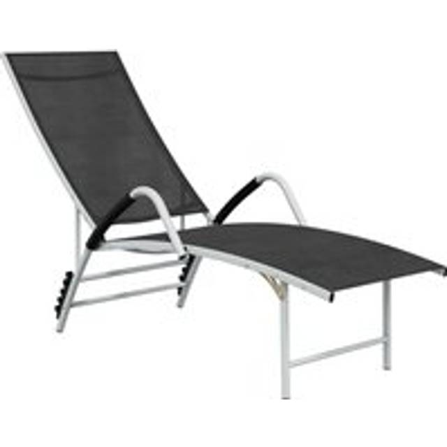 Sun Lounger Textilene and Aluminium Black - One Size