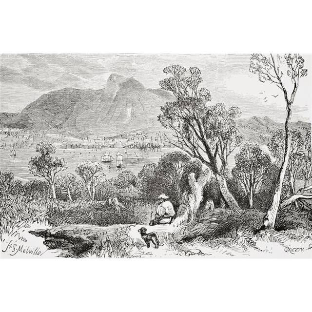 Hobart Tasmania From the Gallery of Geography Published London Circa 1872 Poster Print, 36 x 24