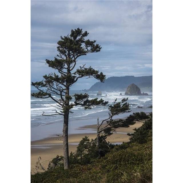 Haystack Rock & Tillamook Head Coastal Landmarks - Tolovana Oregon United States of America Poster Print - 12 x 19 in.