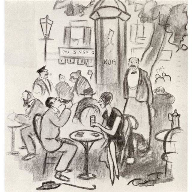 Street Scene. After The Drawing By Trent From The Book Back to Montparnasse By Sisley Huddleston Published 1931 Poster Print, 28 x 30 - Large