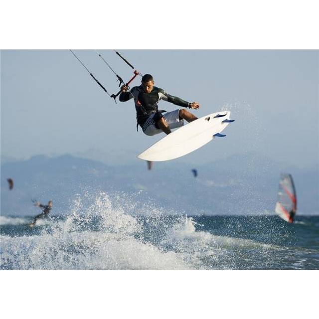 Man Parasurfing On Ocean Poster Print, 17 x 11