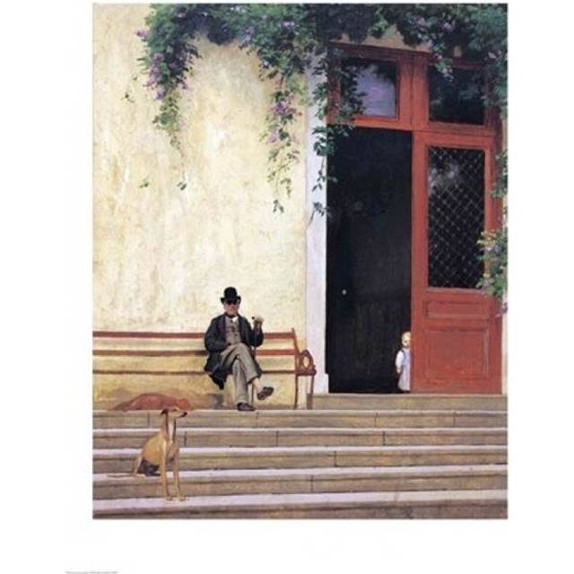The Artists Father & Son on The Doorstep of His House Poster Print by Jean Leon Gerome - 24 x 36 in. - Large