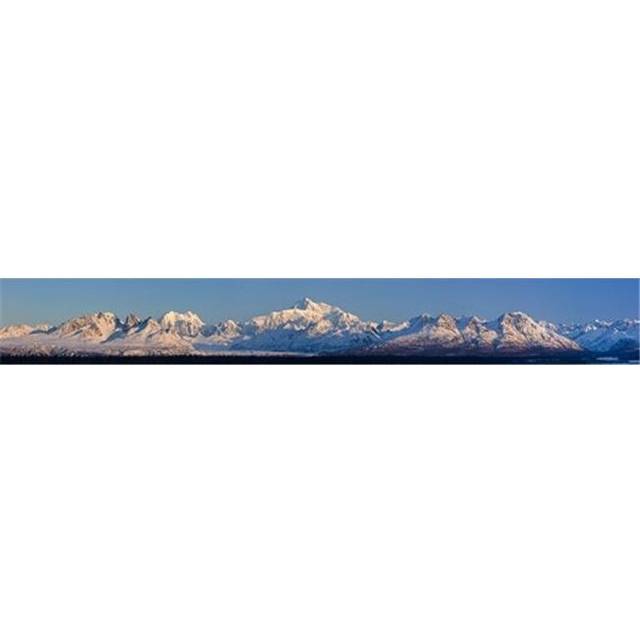 Panoramic View of Sunrise Over Denali & The Alaska Range Denali State Park Southcentral Alaska Winter Poster Print by Kevin Smith, 58 x 8