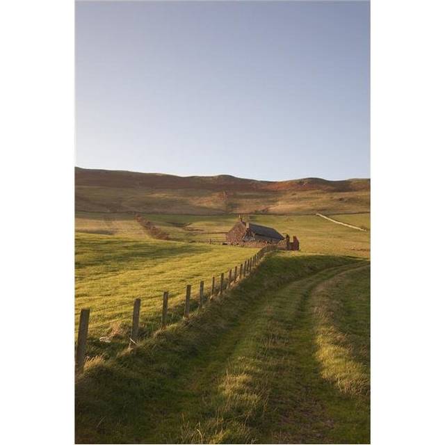 Northumberland England - A Farm Structure & A Fence Around A Field Poster Print, 24 x 38