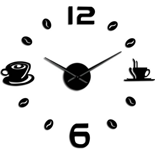 (black, 47 inch) Cafe DIY Large  Frameless Giant Wall Clock