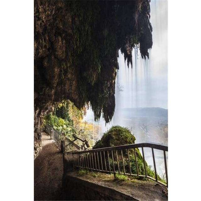 A Walkway Behind A Waterfall - Edessa Greece Poster Print by Reynold Mainse, 24 x 38 - Large