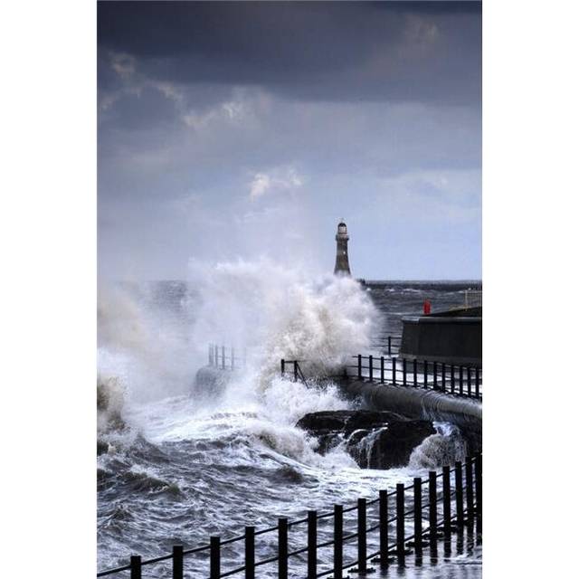 Waves Crashing Sunderland Tyne & Wear England Poster Print by John Short, 22 x 34 - Large