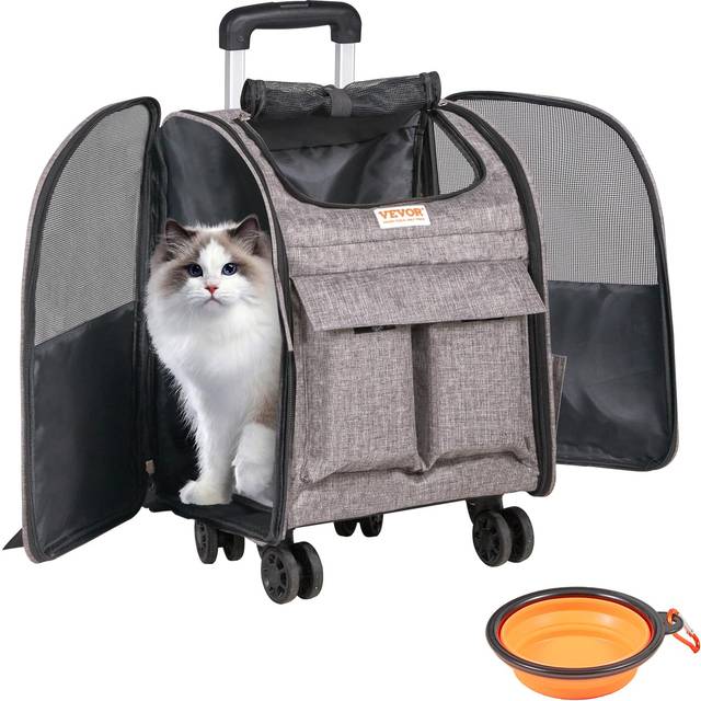 VEVOR Rolling Pet Carrier Backpack with Removable Wheels for Under 18LBS  Large Soft Sided Wheeled Dog Carrier Cat Travel Carrier Airline Approved for