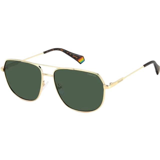Polaroid Unisex PLD 6195/S/X J5G/UC Solglasögon Metall Guld Grön Fyrkantig Polariserad