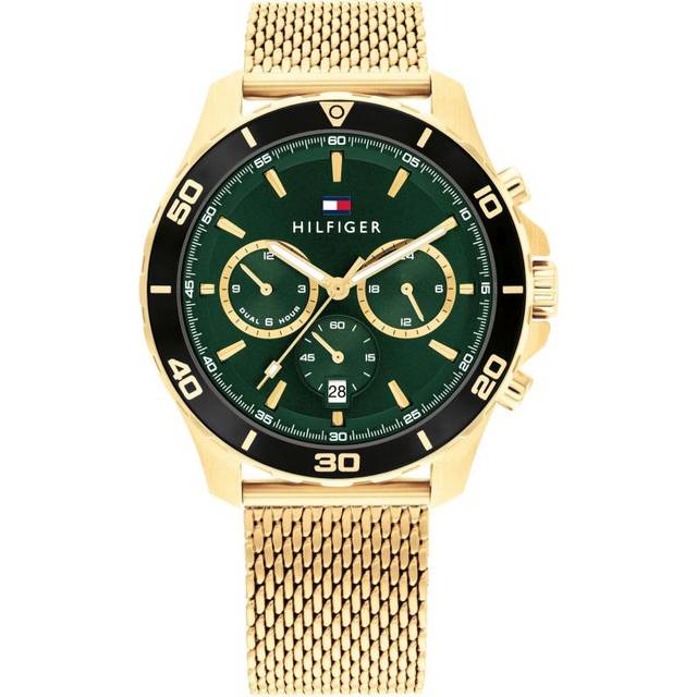 Tommy Hilfiger 1792093 Men's Jordan Mesh Strap Watch, Gold