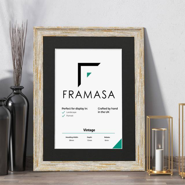 (White Frame Black Mount, 90x60CM Pic (100x70CM Frame)) Vintage Distressed White Photo Frames Shabby Wood Effect Picture Frames With Multicolored Moun