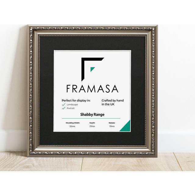 (Gun Matal Frame Black Mount, 40x40CM Pic (50x50CM Frame)) New Shabby Chic Picture Photo Frames ,Gun Metal Antique Style Photo Frames,  With Multicolo
