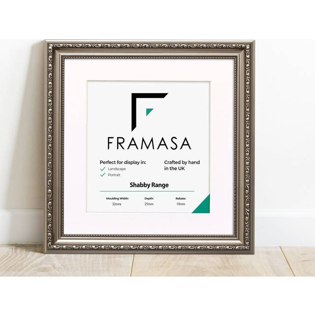 (Gun Metal Frame White Mount, 20x20CM Pic (25x25CM Frame)) New Shabby Chic Picture Photo Frames ,Gun Metal Antique Style Photo Frames,  With Multicolo