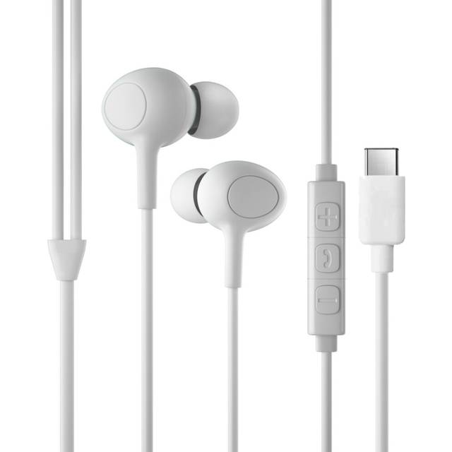 Project Telecom CE1W Earbuds / Earphones - USB-C Connection - Compatible with Samsung / HTC / Google / Huawei / Motorola - White