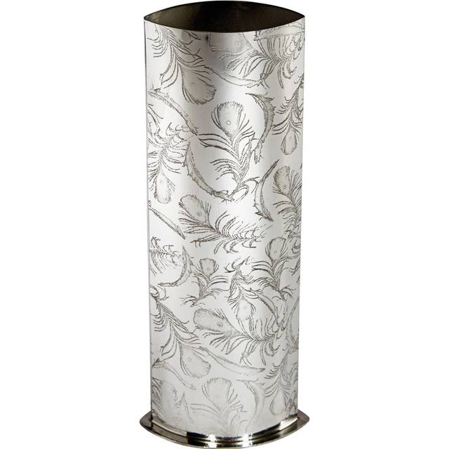 Medium Pewter Vase for Flowers Embossed all over with Peacock Feather Pattern Bright Polished Finish Home Decor Accessories Supplied in Carton Box