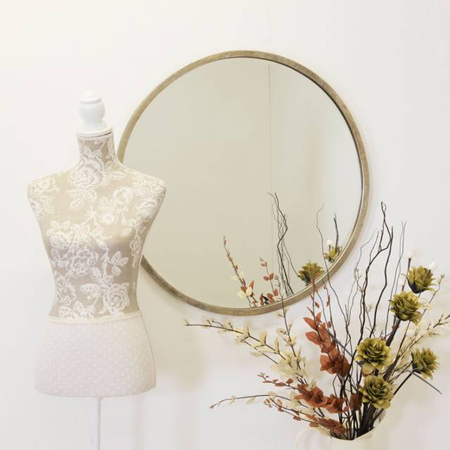 MirrorOutlet Silver Circular Bevelled Wall Mirror 80 x 80cm - Grey