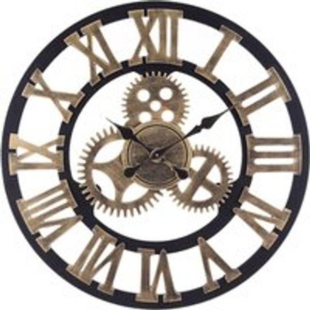 Industrial Large Luxury Silent Wall Clock for Home Decor - Gold - Yellow